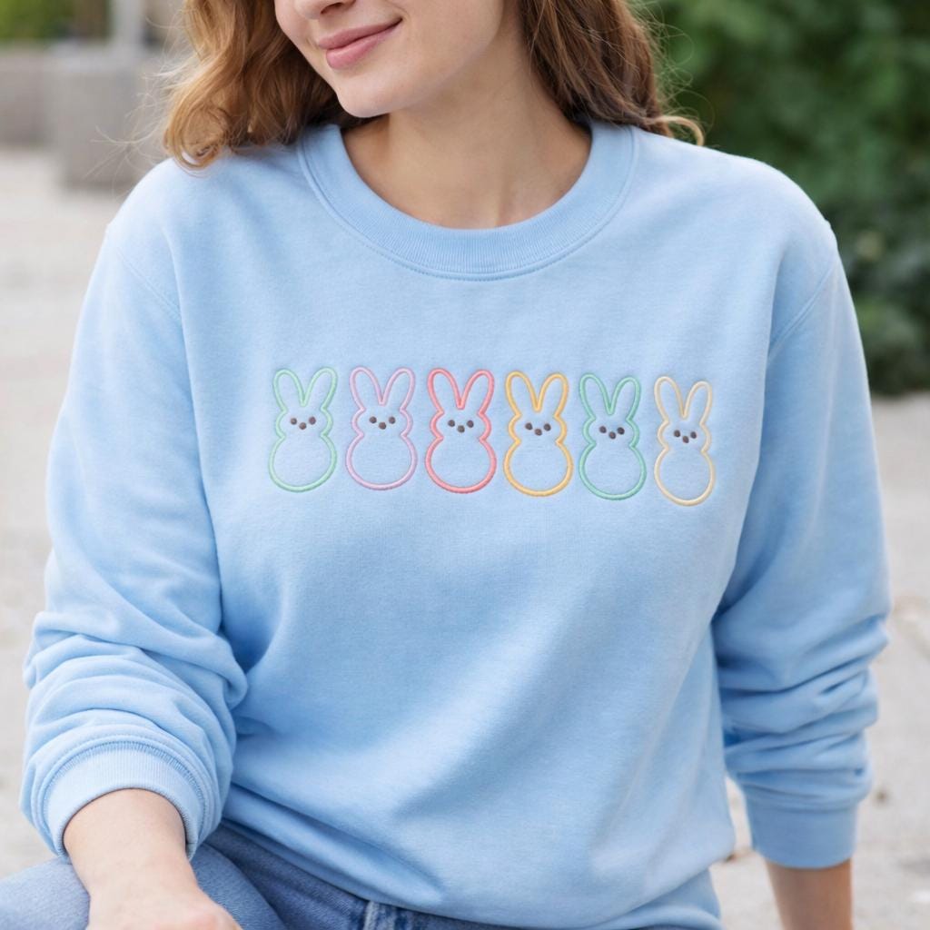 Peep My Embroidered Shirt, Easter Bunny Peeps Sweatshirt, Candy Peeps Shirt, Egg Hunt Shirt, Eggs and Bunnies Shirt, Rainbow Easter Gift