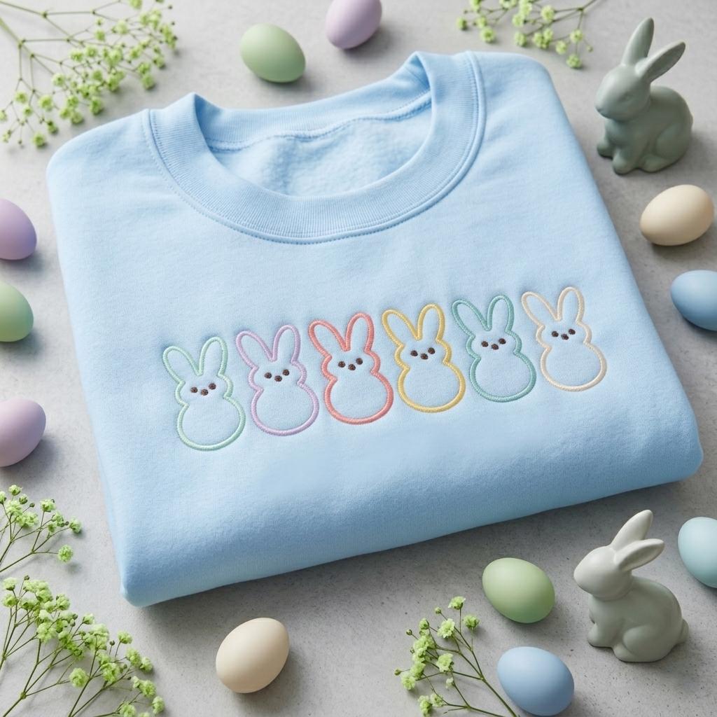 Peep My Embroidered Shirt, Easter Bunny Peeps Sweatshirt, Candy Peeps Shirt, Egg Hunt Shirt, Eggs and Bunnies Shirt, Rainbow Easter Gift