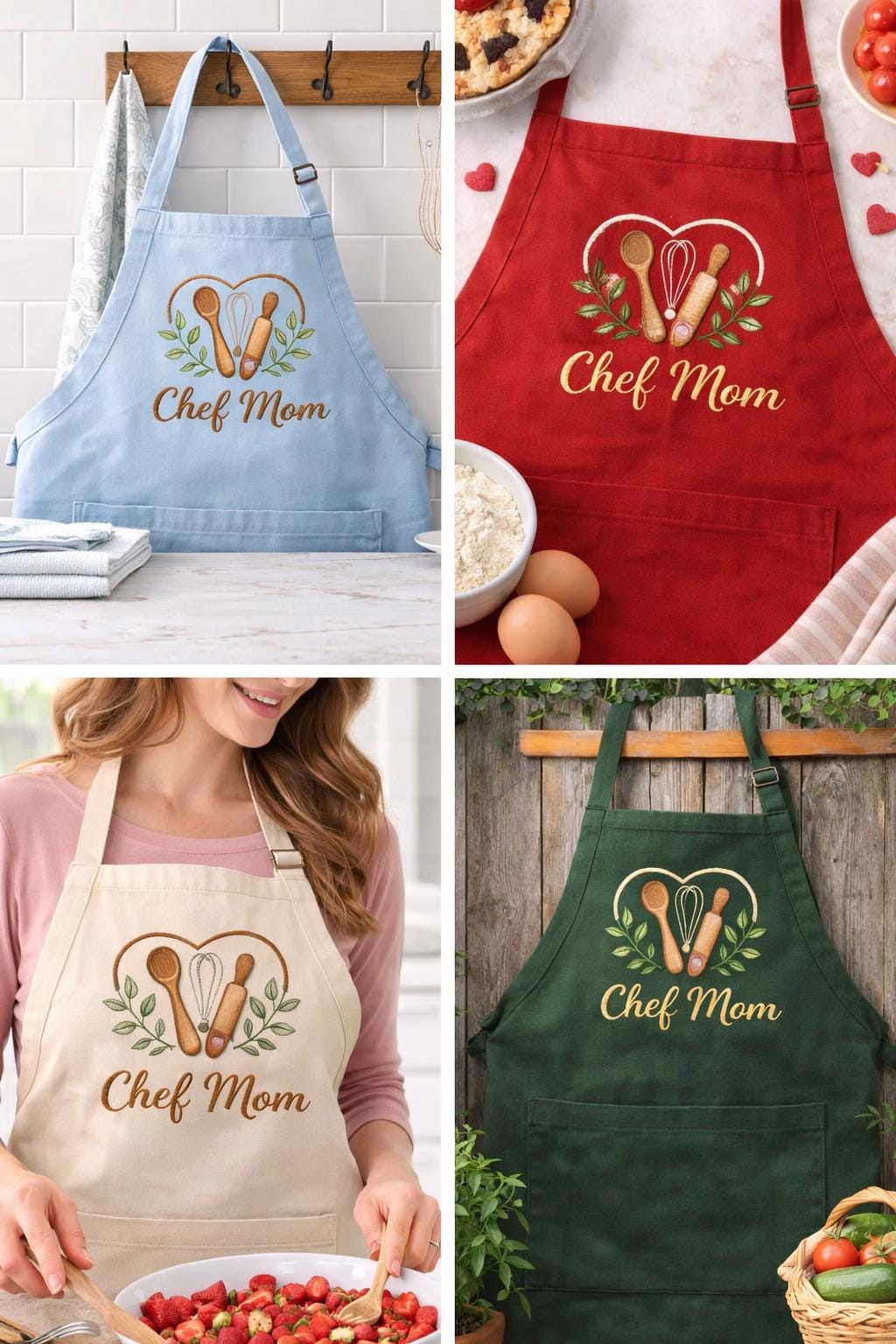 Personalized Embroidered Apron For Mom, Custom Name Baking Apron, Mother's Day Gift, Cooking Apron for Women, Baker Gift, Kitchen Apron