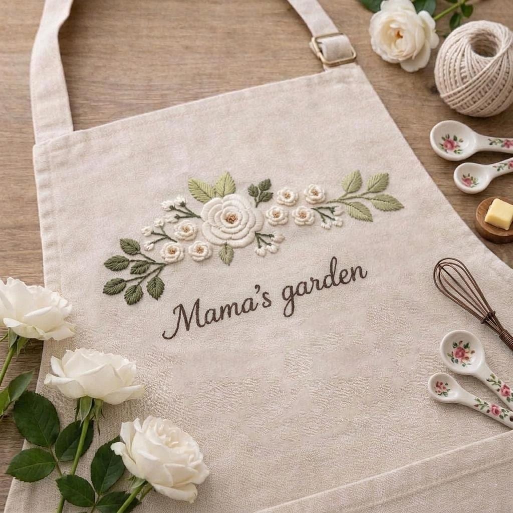 Mother's Day Embroidered Apron, Custom Name Kitchen Apron, Nana Mother's Day Gift, Apron Cooking Gift, Mum Baking Gift for Her, Mom Gifts