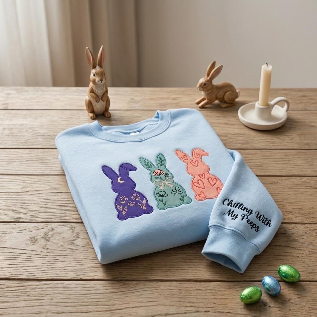 Chilling With My Peep Embroidered Shirt, Easter Bunny Peeps Shirt, Candy Peeps Shirt, Egg Hunt Shirt, Eggs and Bunnies, Rainbow Easter Gift