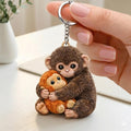 Viral Punch Monkey Wooden Keychain, Cute Baby Monkey with Plush Toy Gift, Gift for Animal Lovers, Baby Monkey Punch, Baby Punch Gifts