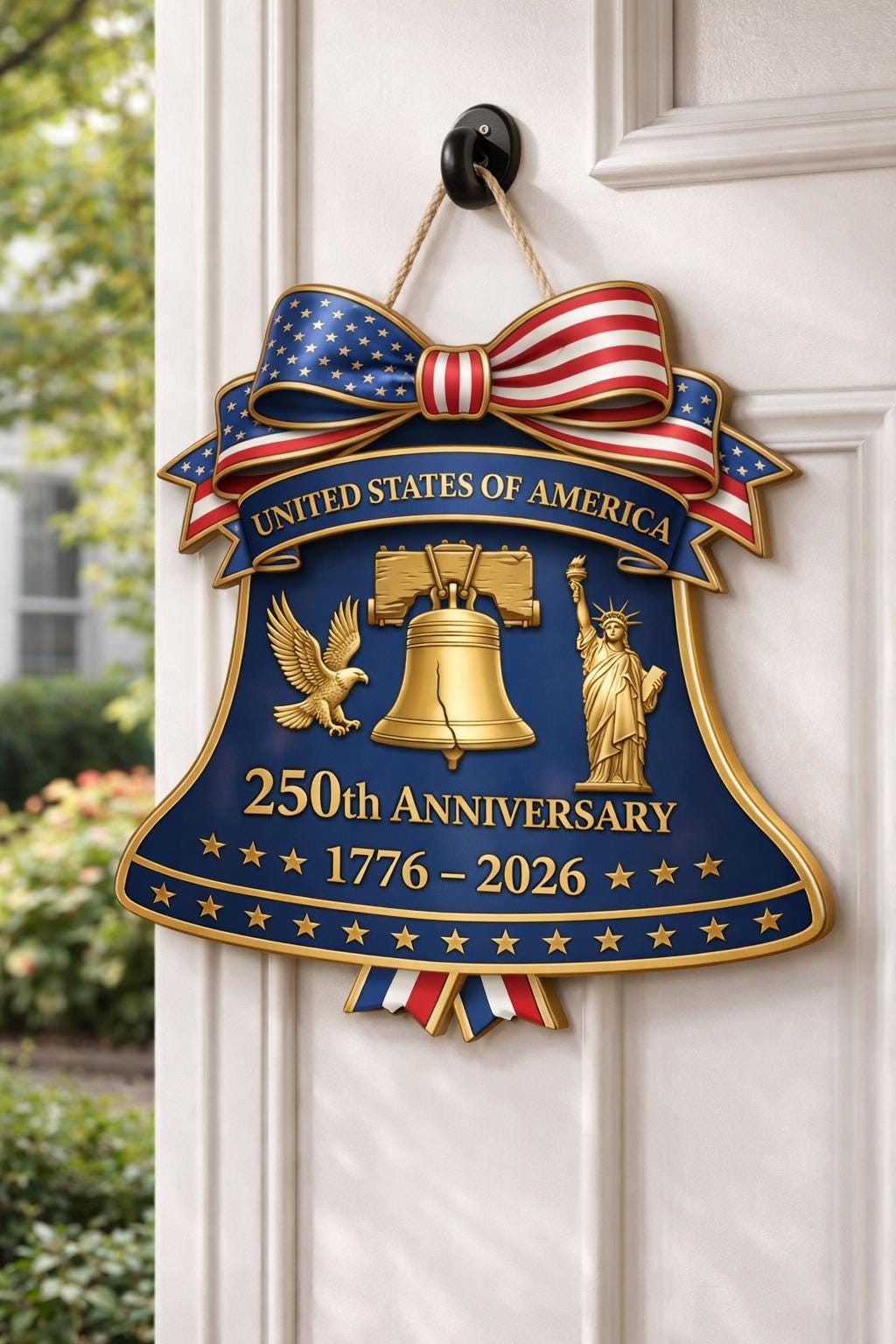 250th Anniversary America Door Hanger, 1776–2026 Patriotic Wood Door Sign, American 250 Wall Decor Sign, 250th Anniversary Porch Wooden Sign