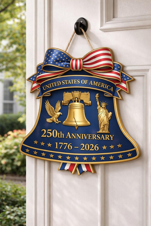 250th Anniversary America Door Hanger, 1776–2026 Patriotic Wood Door Sign, American 250 Wall Decor Sign, 250th Anniversary Porch Wooden Sign