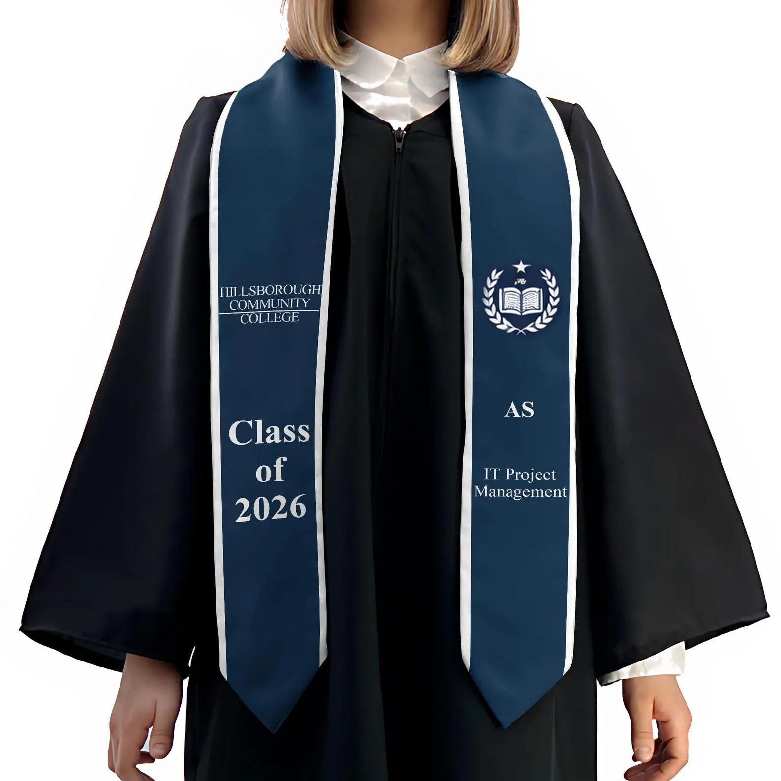 Custom Your Design Text Logo Graduation Stole, Personalized Graduation Print Sash with Name, Class of 2026 Graduation Stole, Graduation Gift