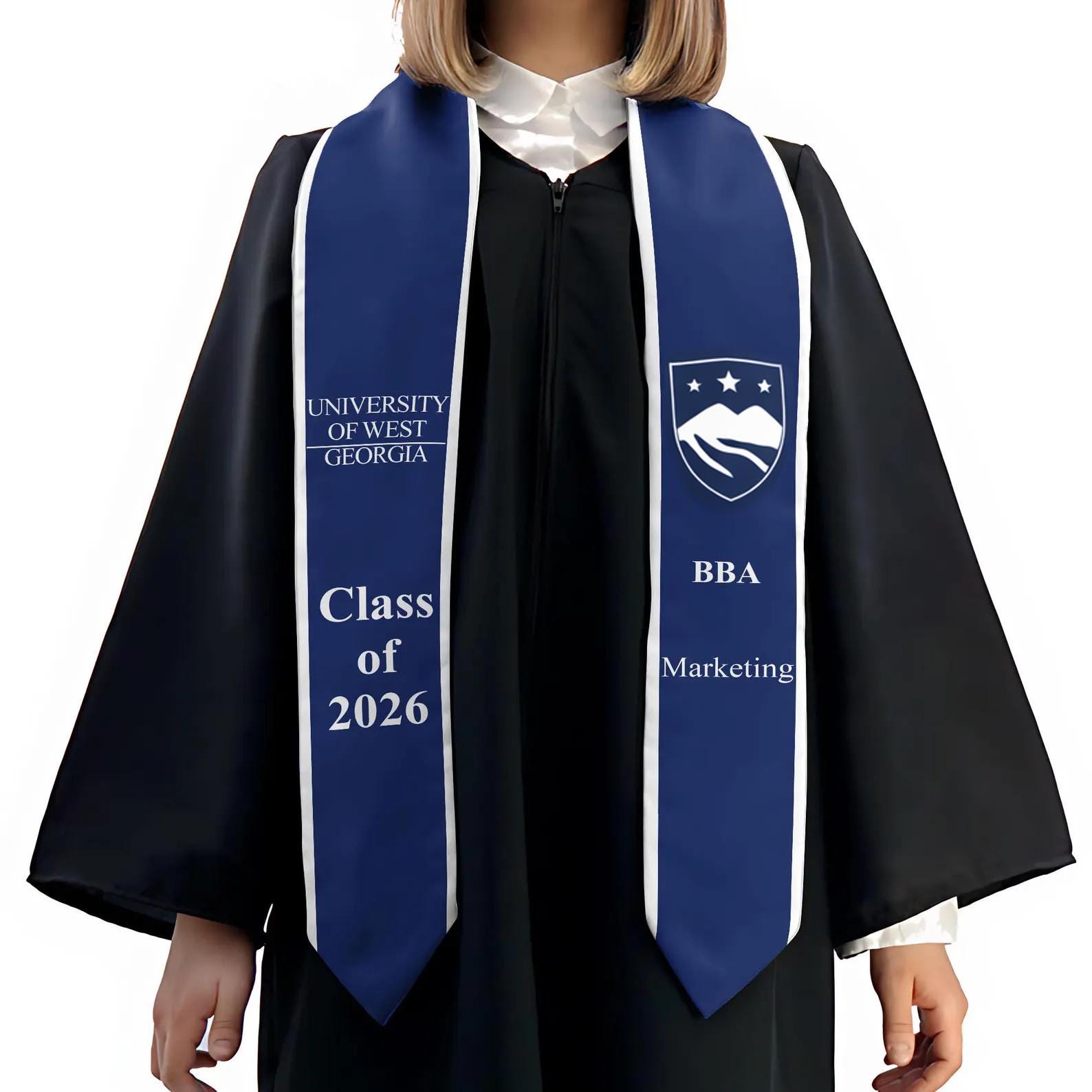 Custom Your Design Text Logo Graduation Stole, Personalized Graduation Print Sash with Name, Class of 2026 Graduation Stole, Graduation Gift
