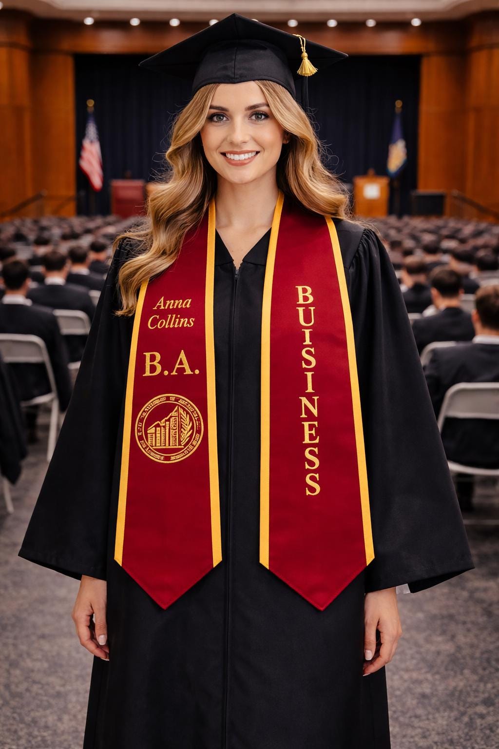 Custom Your Design Text Logo Graduation Stole, Personalized Graduation Sash with Name, Class of 2026 Graduation Stole,Custom Graduation Gift