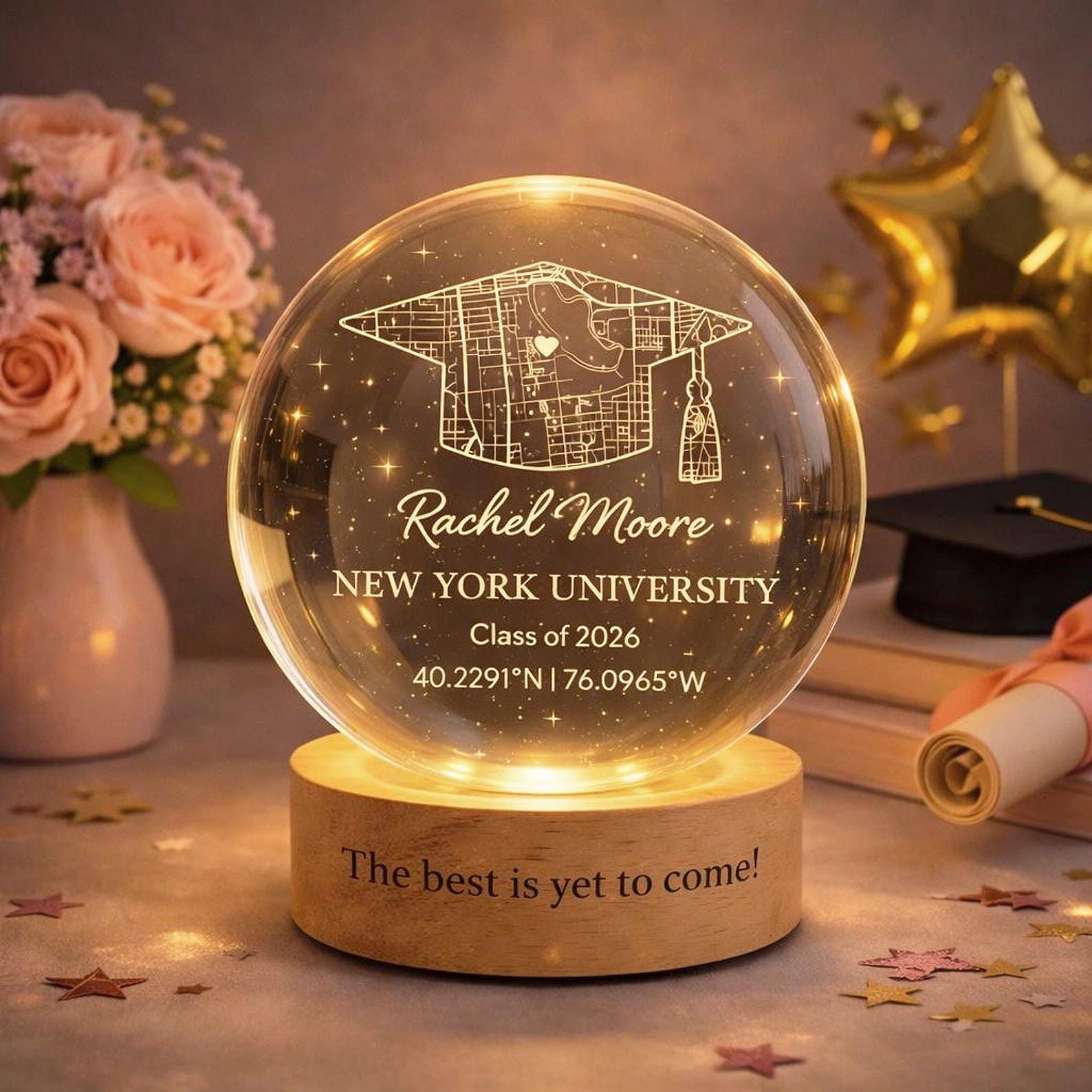 Personalized Graduation Gift, Personalized Crystal Ball Night Light, Custom Campus Map Graduation Gift, Class Of 2026 Gift,2026 Grad Gift