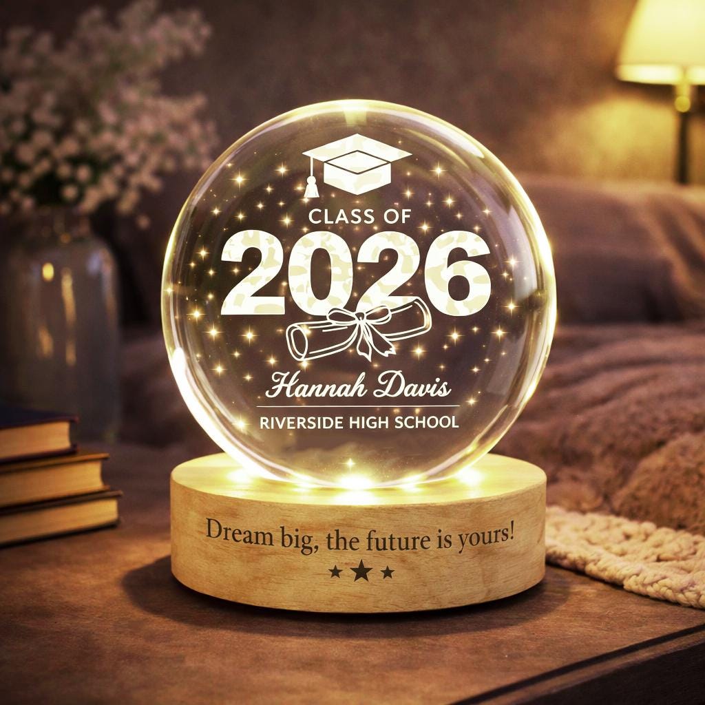 Personalized Graduation Gift, Class of 2026 Crystal Ball Night Light, Graduation Day, Graduation Gift For Senior Congrats On Your Graduation