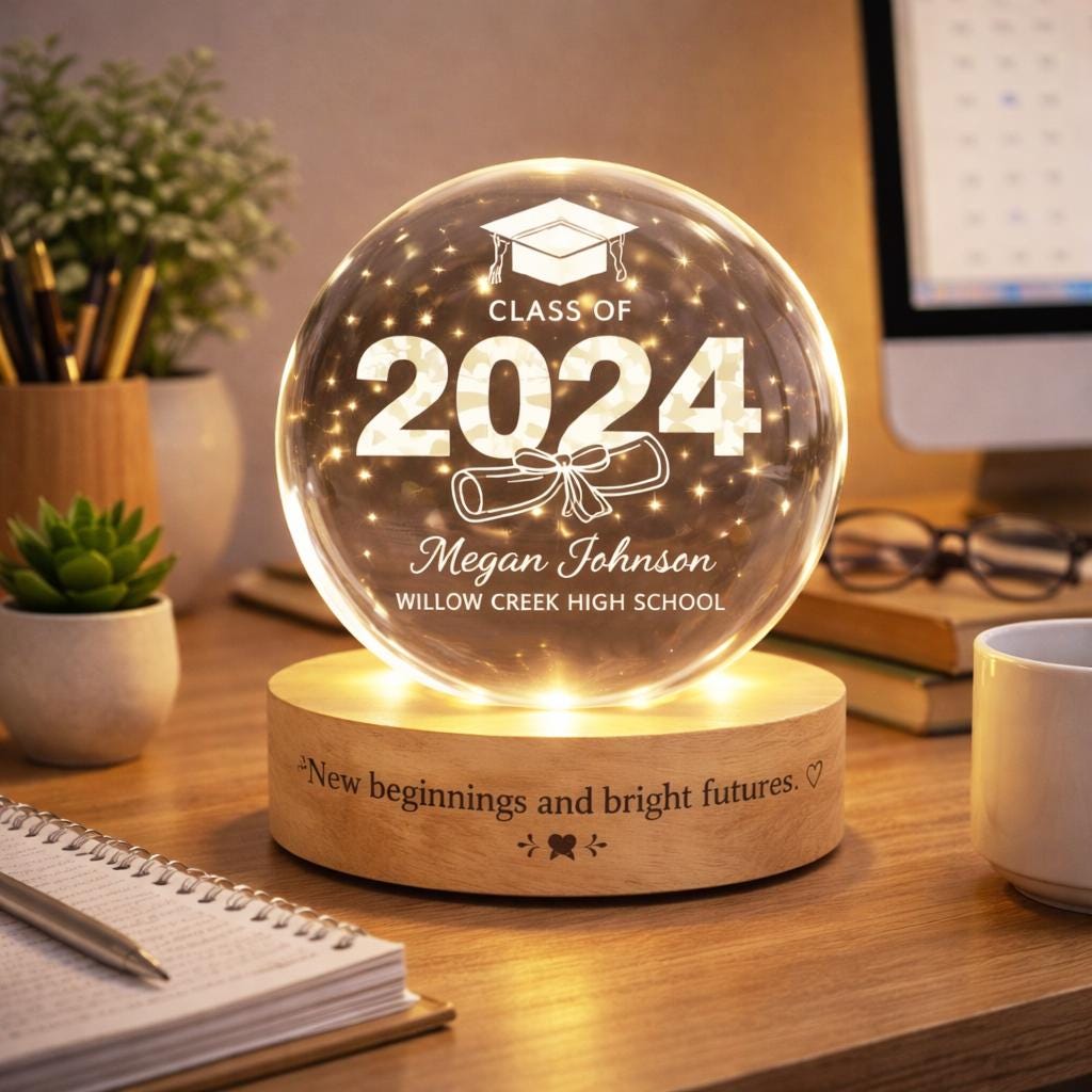 Personalized Graduation Gift, Class of 2026 Crystal Ball Night Light, Graduation Day, Graduation Gift For Senior Congrats On Your Graduation
