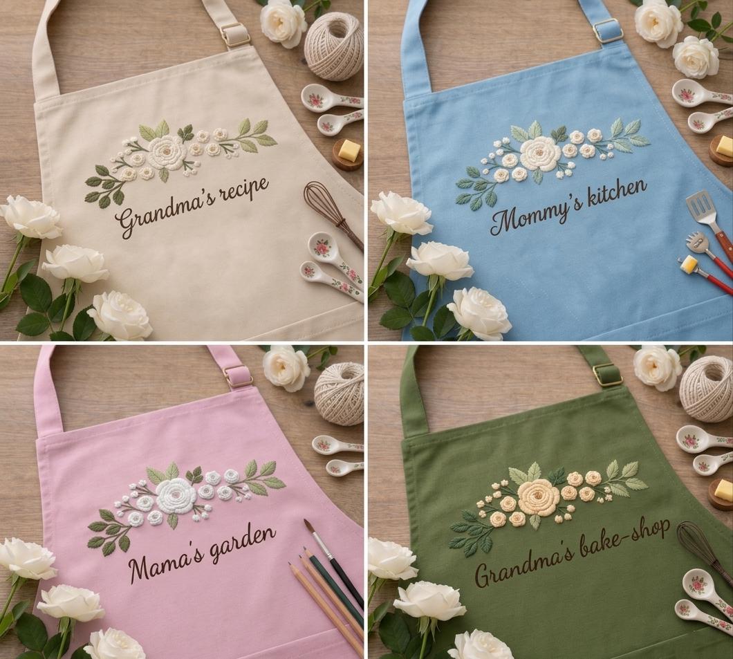Mother's Day Embroidered Apron, Custom Name Kitchen Apron, Nana Mother's Day Gift, Apron Cooking Gift, Mum Baking Gift for Her, Mom Gifts