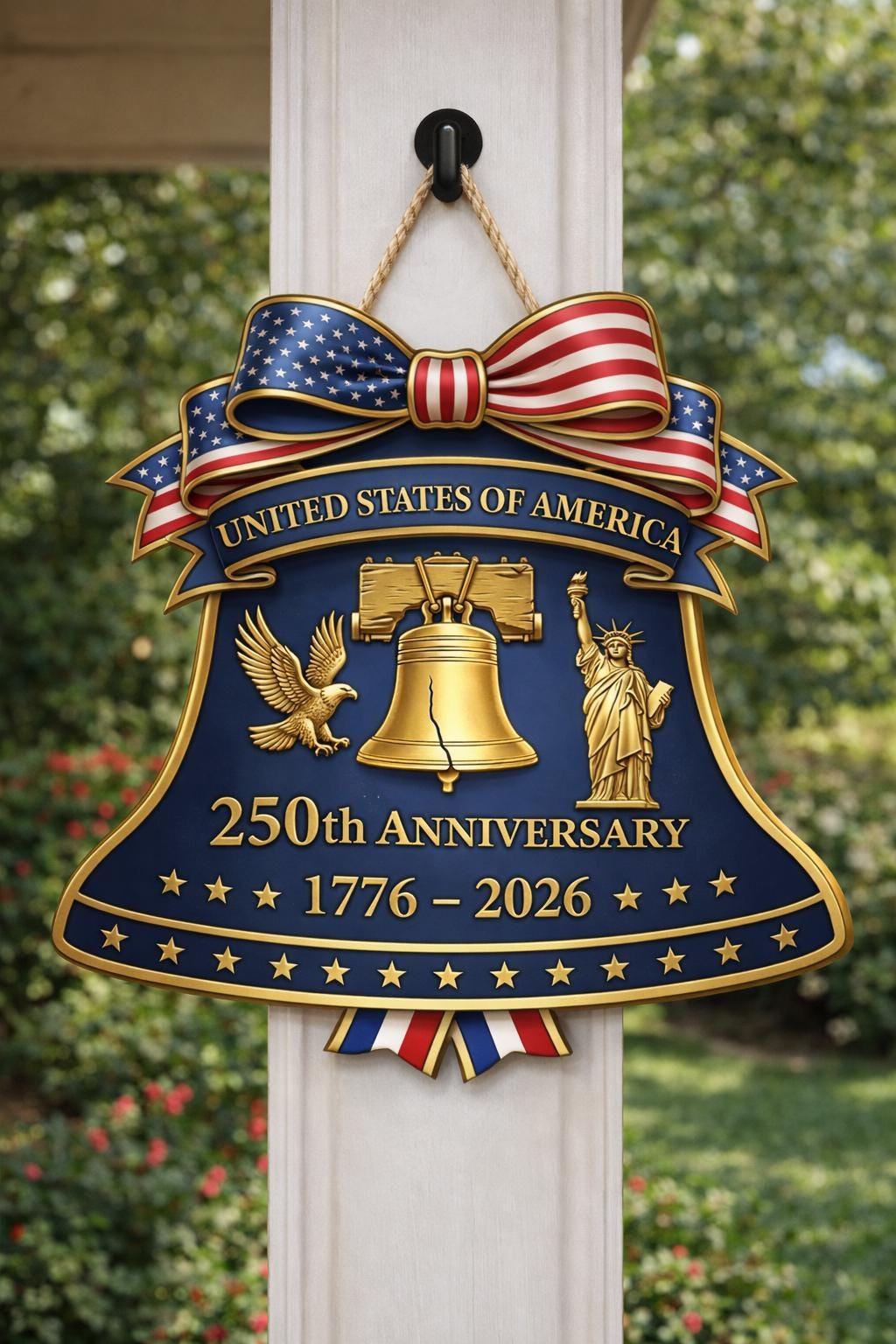 250th Anniversary America Door Hanger, 1776–2026 Patriotic Wood Door Sign, American 250 Wall Decor Sign, 250th Anniversary Porch Wooden Sign