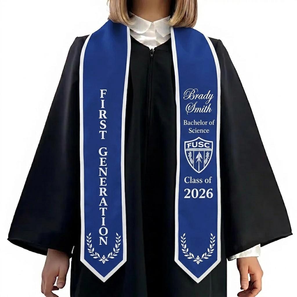 Custom Your Design Text Logo Graduation Stole 2026, First Generation Graduation Stole, High School Graduation Stole, College Graduation Gift
