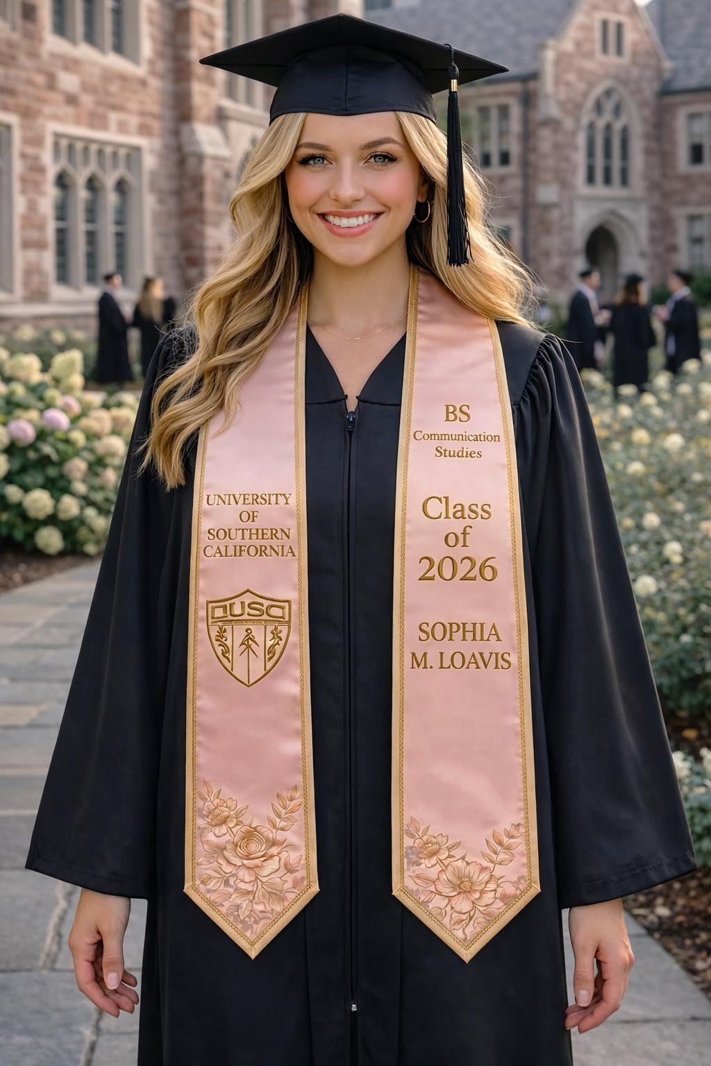 Custom Your Design Text Logo Graduation Stole, Customized Nursing Stole, Personalized Graduation Print Sash, Class of 2026 Graduation Stole