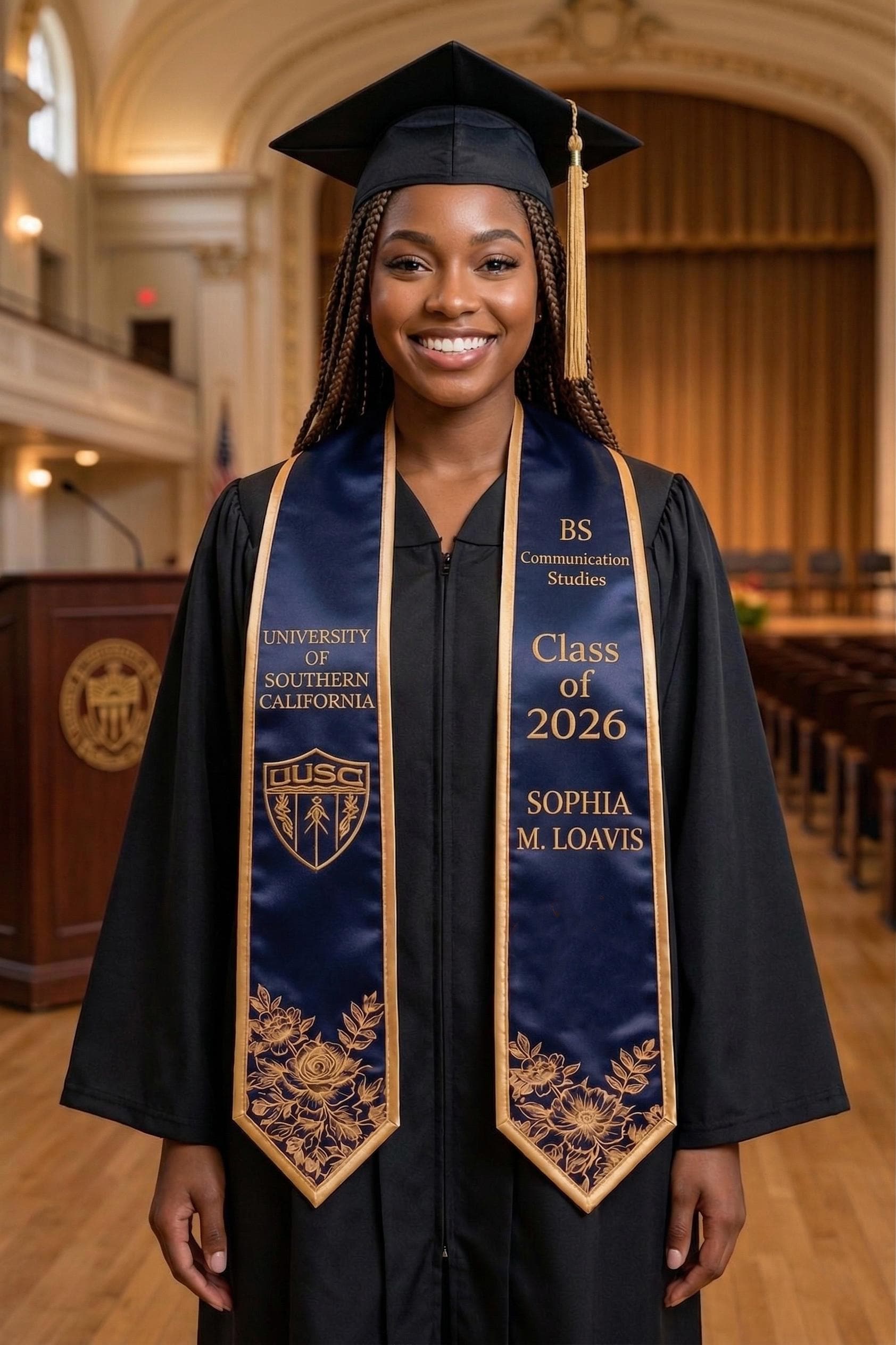 Custom Your Design Text Logo Graduation Stole, Customized Nursing Stole, Personalized Graduation Print Sash, Class of 2026 Graduation Stole