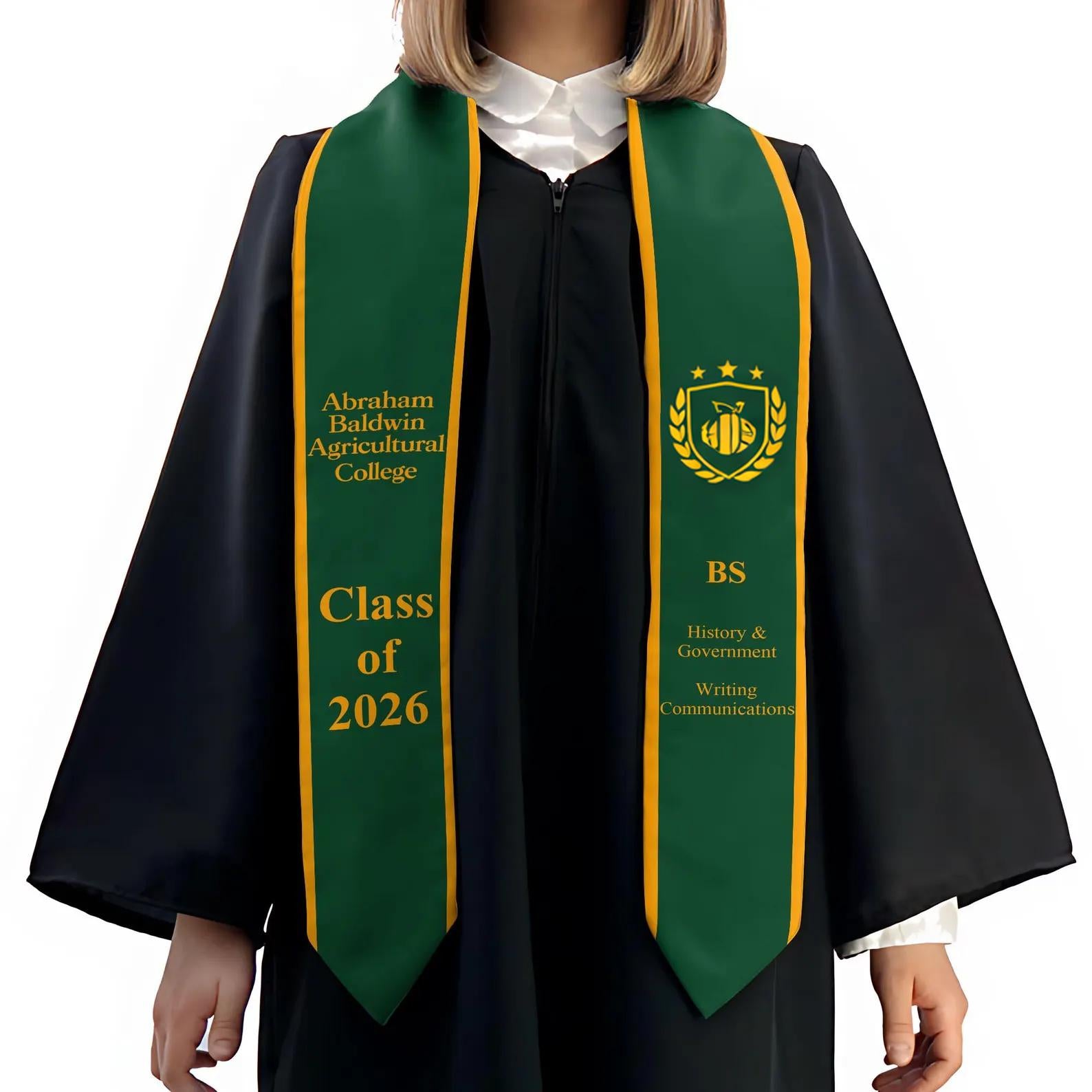 Custom Your Design Text Logo Graduation Stole, Personalized Graduation Print Sash with Name, Class of 2026 Graduation Stole, Graduation Gift
