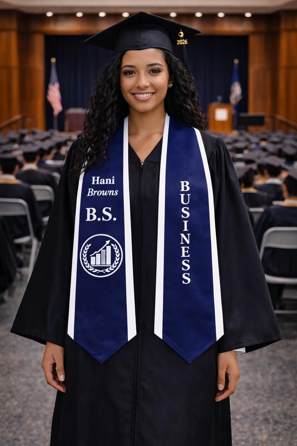 Custom Your Design Text Logo Graduation Stole, Personalized Graduation Sash with Name, Class of 2026 Graduation Stole,Custom Graduation Gift