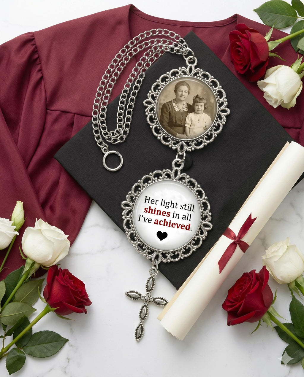 Graduation Walking Beside You Every Step Photo Charm, Personalized Memorial Tassel Charm, In Loving Memory Gift For Her, Graduation Gift