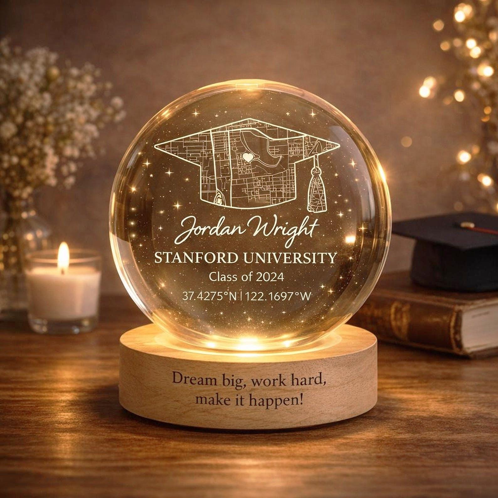 Personalized Graduation Gift, Personalized Crystal Ball Night Light, Custom Campus Map Graduation Gift, Class Of 2026 Gift,2026 Grad Gift