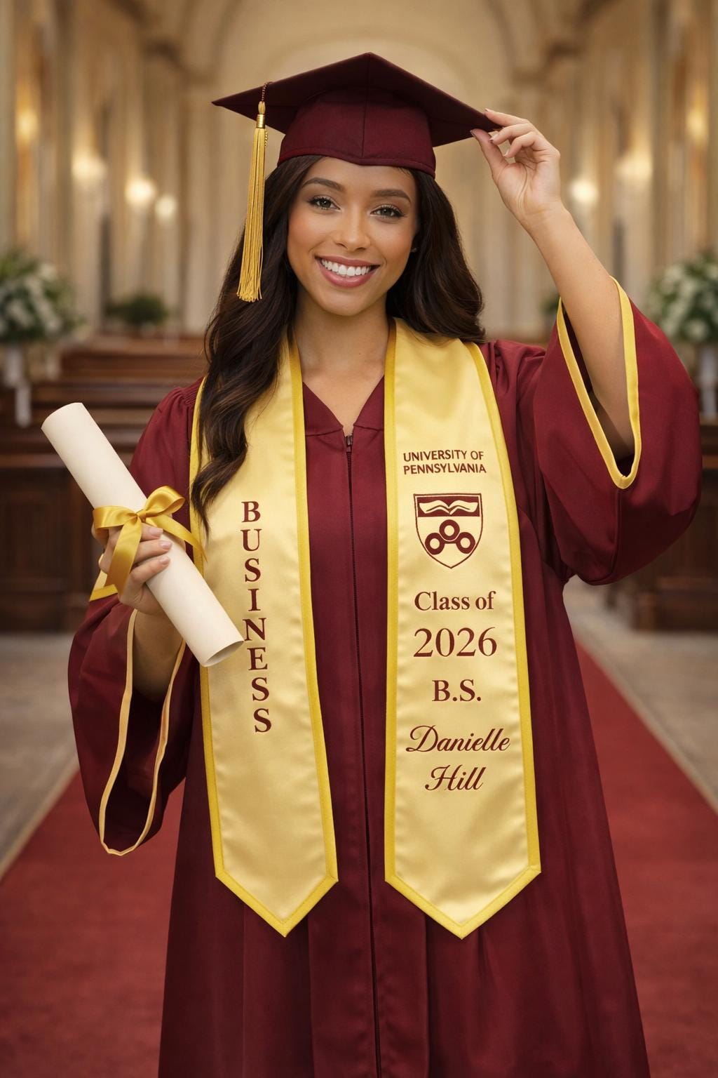 Custom Your Design Text Logo Graduation Stole, First Generation Graduation Print Sash, Class of 2026 Graduation Stole, Graduation Gifts