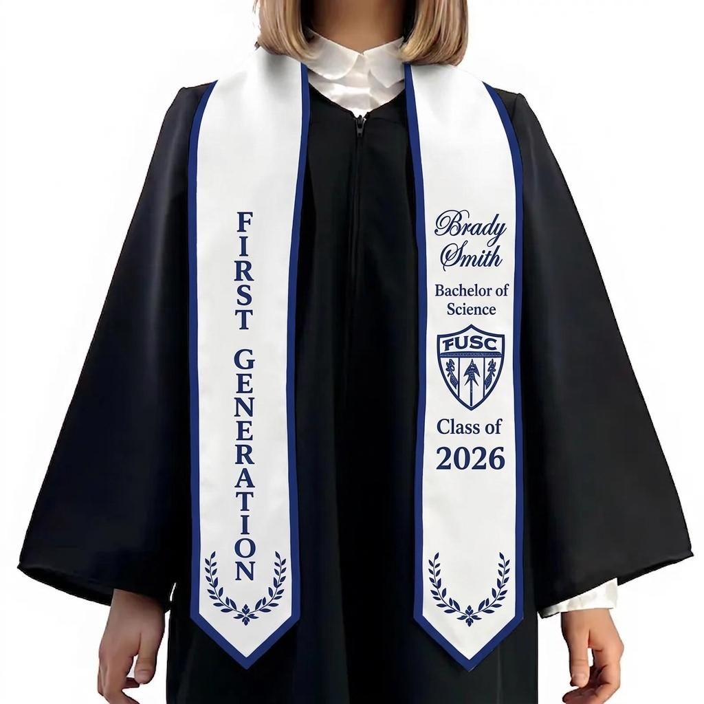 Custom Your Design Text Logo Graduation Stole 2026, First Generation Graduation Stole, High School Graduation Stole, College Graduation Gift