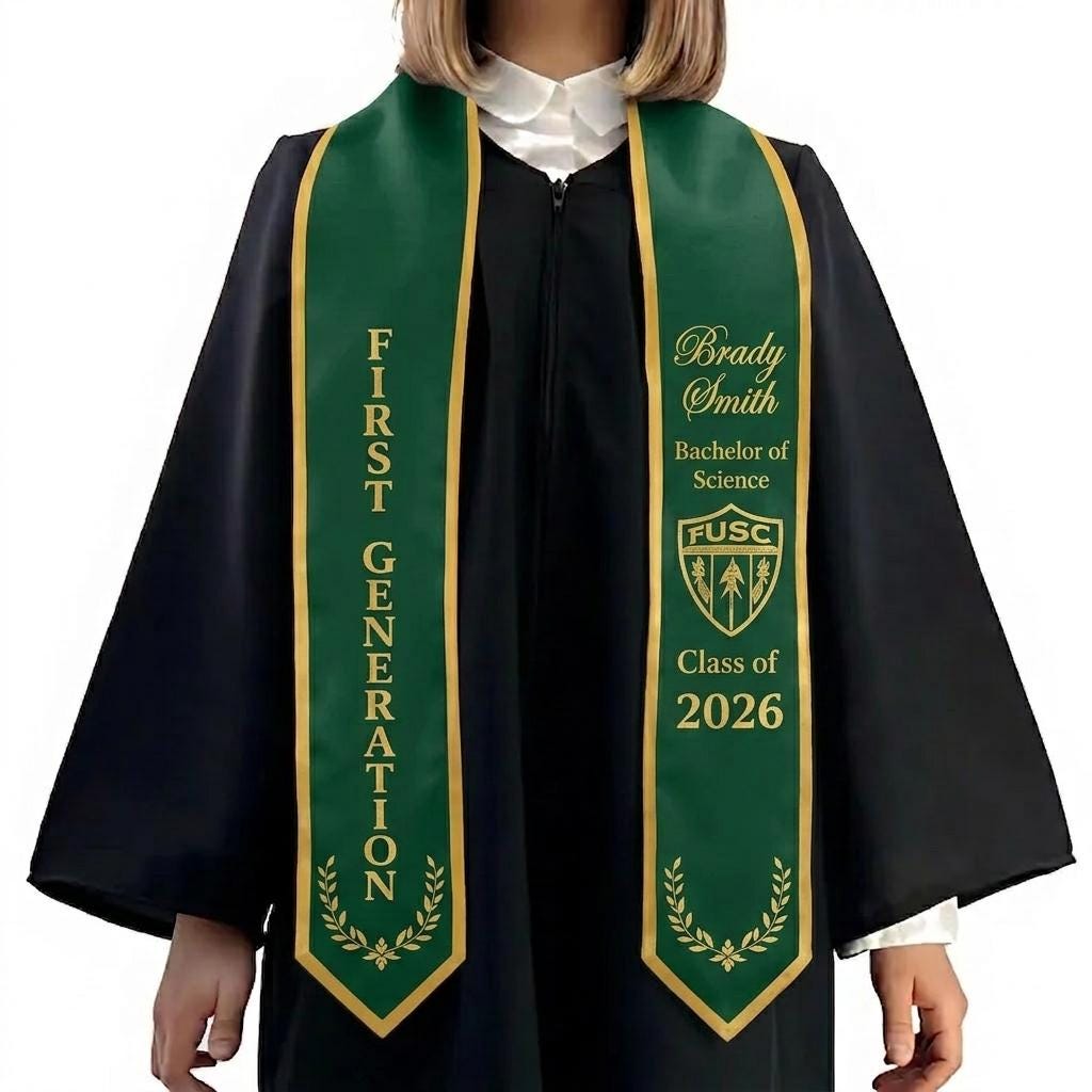 Custom Your Design Text Logo Graduation Stole 2026, First Generation Graduation Stole, High School Graduation Stole, College Graduation Gift