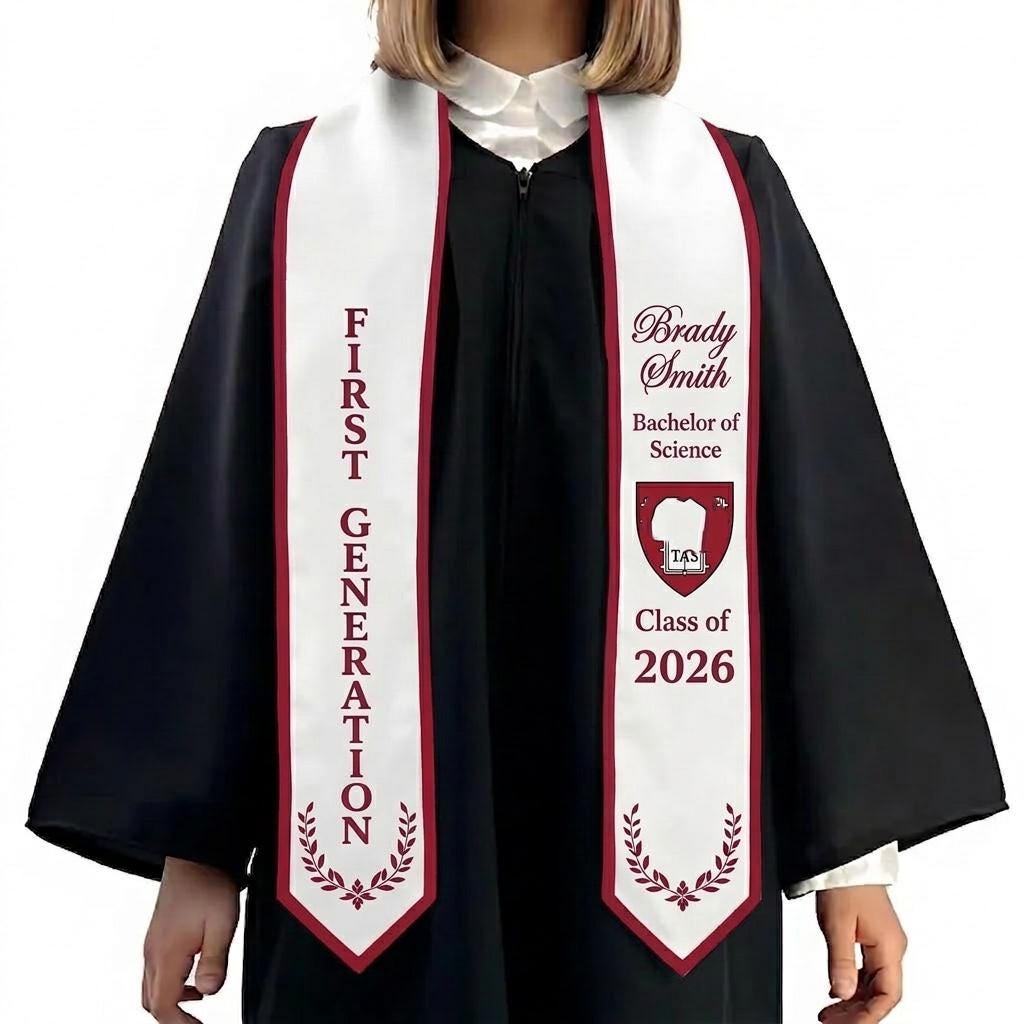 Custom Your Design Text Logo Graduation Stole 2026, First Generation Graduation Stole, High School Graduation Stole, College Graduation Gift