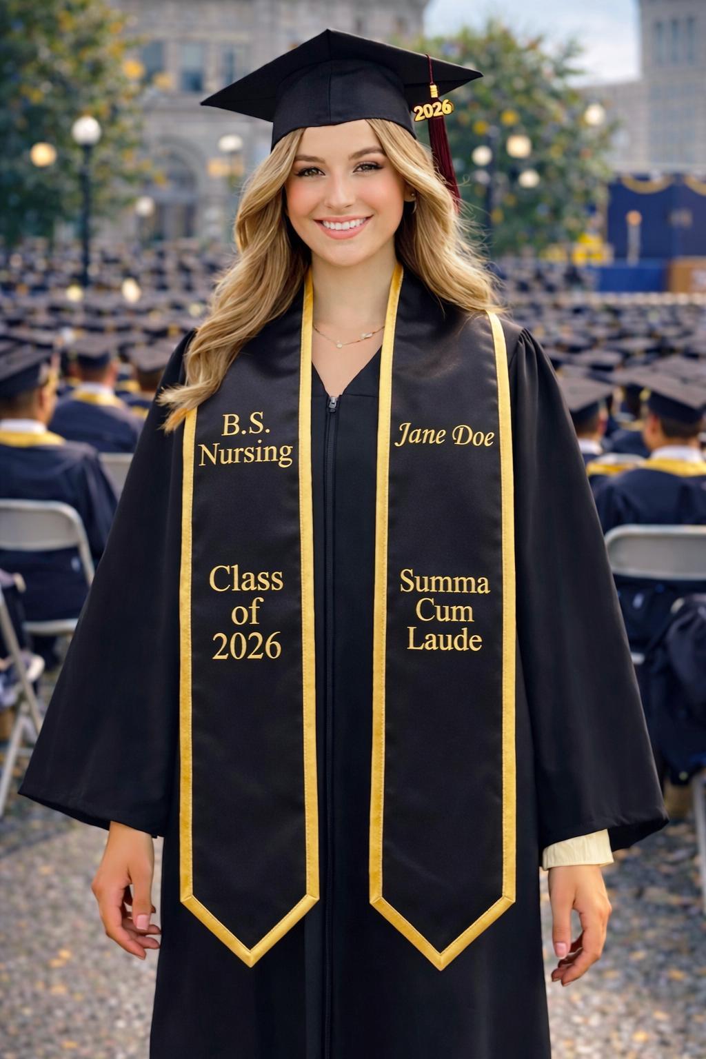 Personalized Summa Cum Laude 2026 Stole, Custom Your Design Text Logo Graduation Stole, Class of 2026 Graduation Stole, Graduation Gift