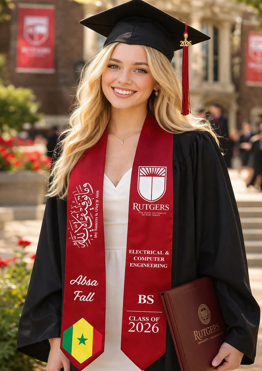 Custom Design Text Logo Flag Graduation Stole, First Generation Sash, Personalized Graduation Sash with Name, Class of 2026 Graduation Stole