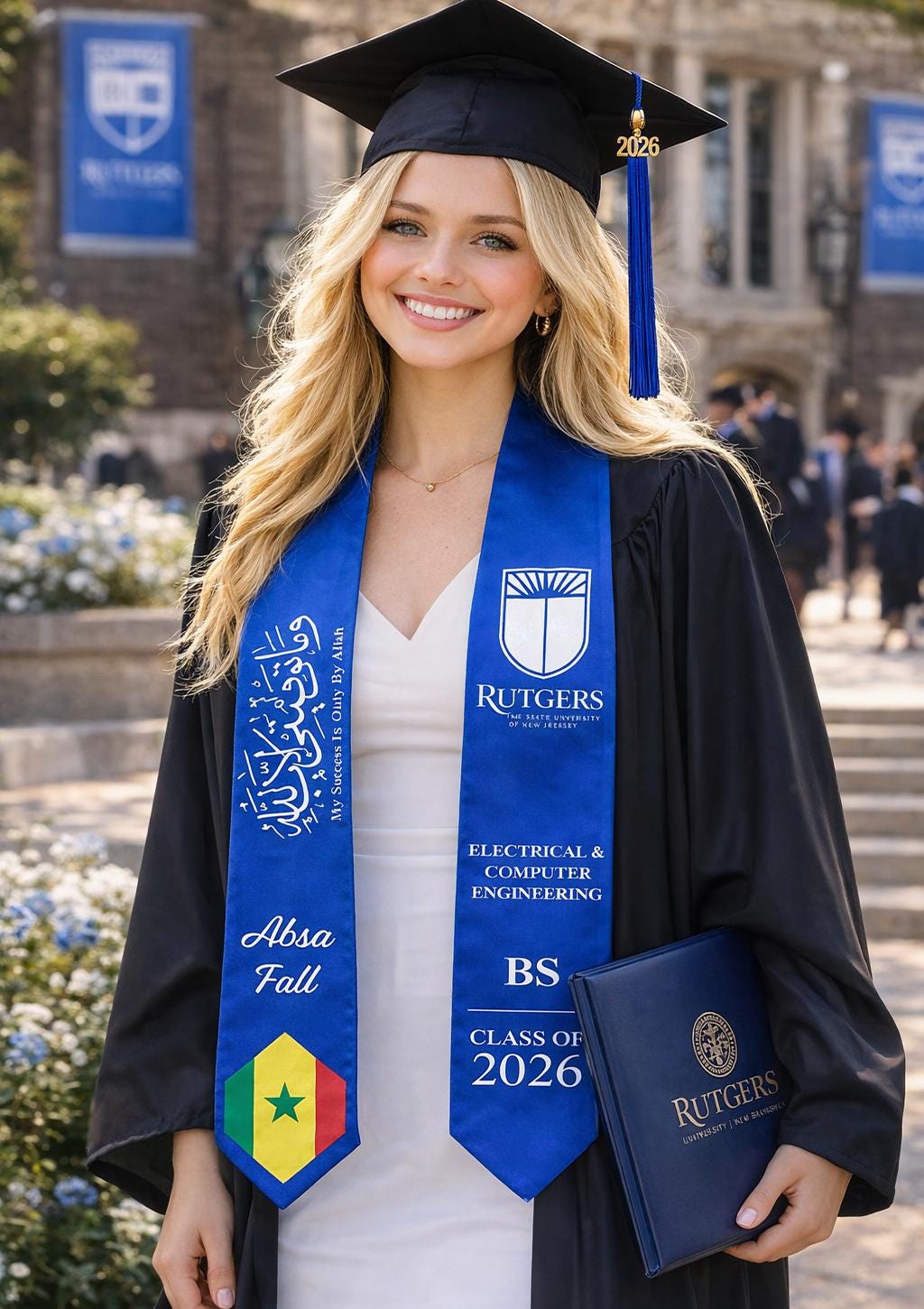 Custom Design Text Logo Flag Graduation Stole, First Generation Sash, Personalized Graduation Sash with Name, Class of 2026 Graduation Stole