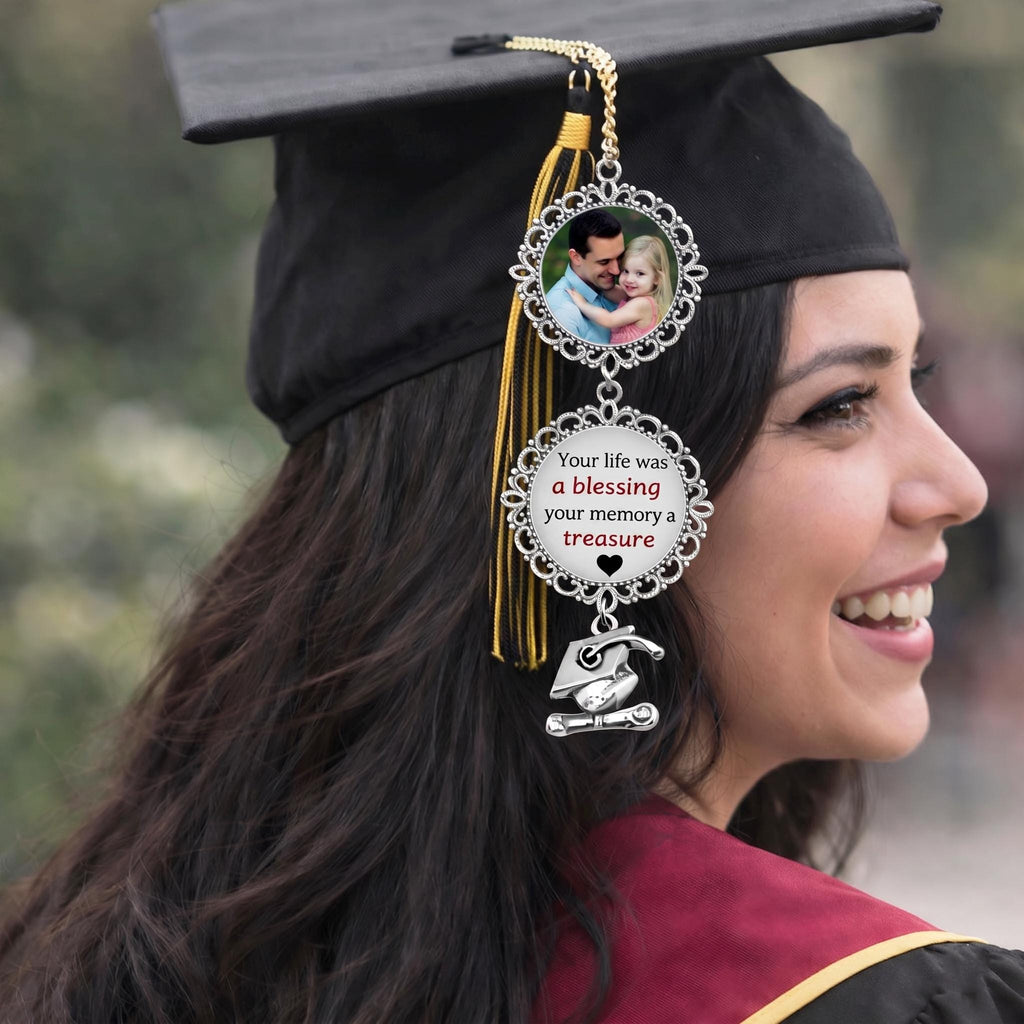 Graduation Walking Beside You Every Step Photo Charm, Personalized Memorial Tassel Charm, In Loving Memory Gift For Her, Graduation Gift