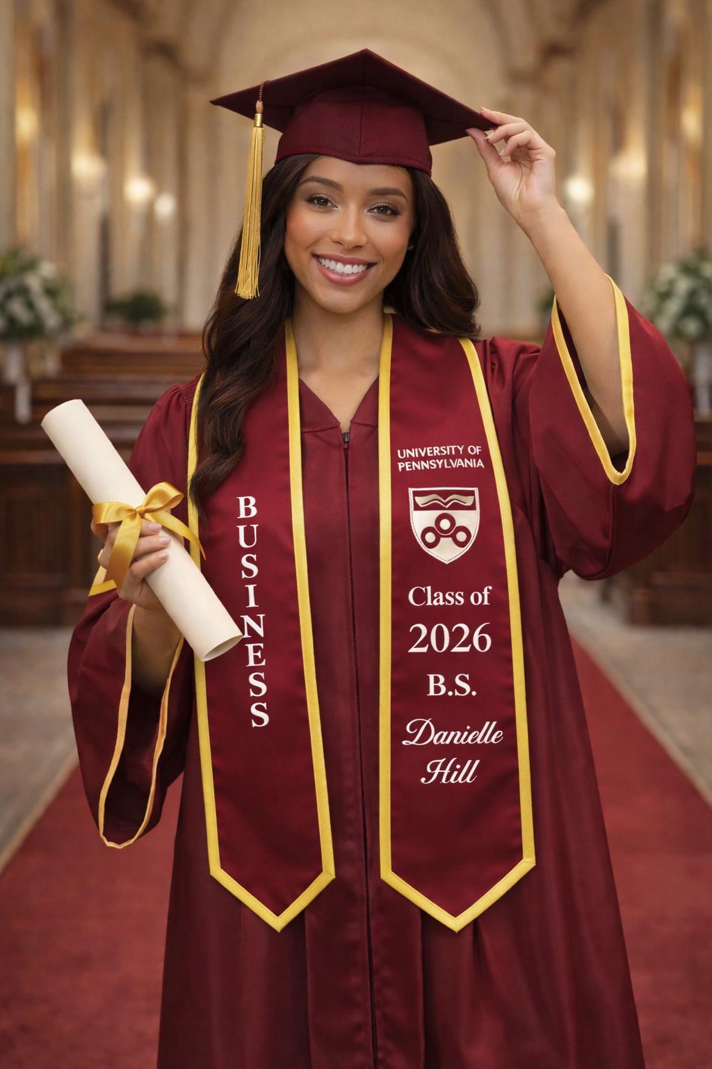 Custom Your Design Text Logo Graduation Stole, First Generation Graduation Print Sash, Class of 2026 Graduation Stole, Graduation Gifts