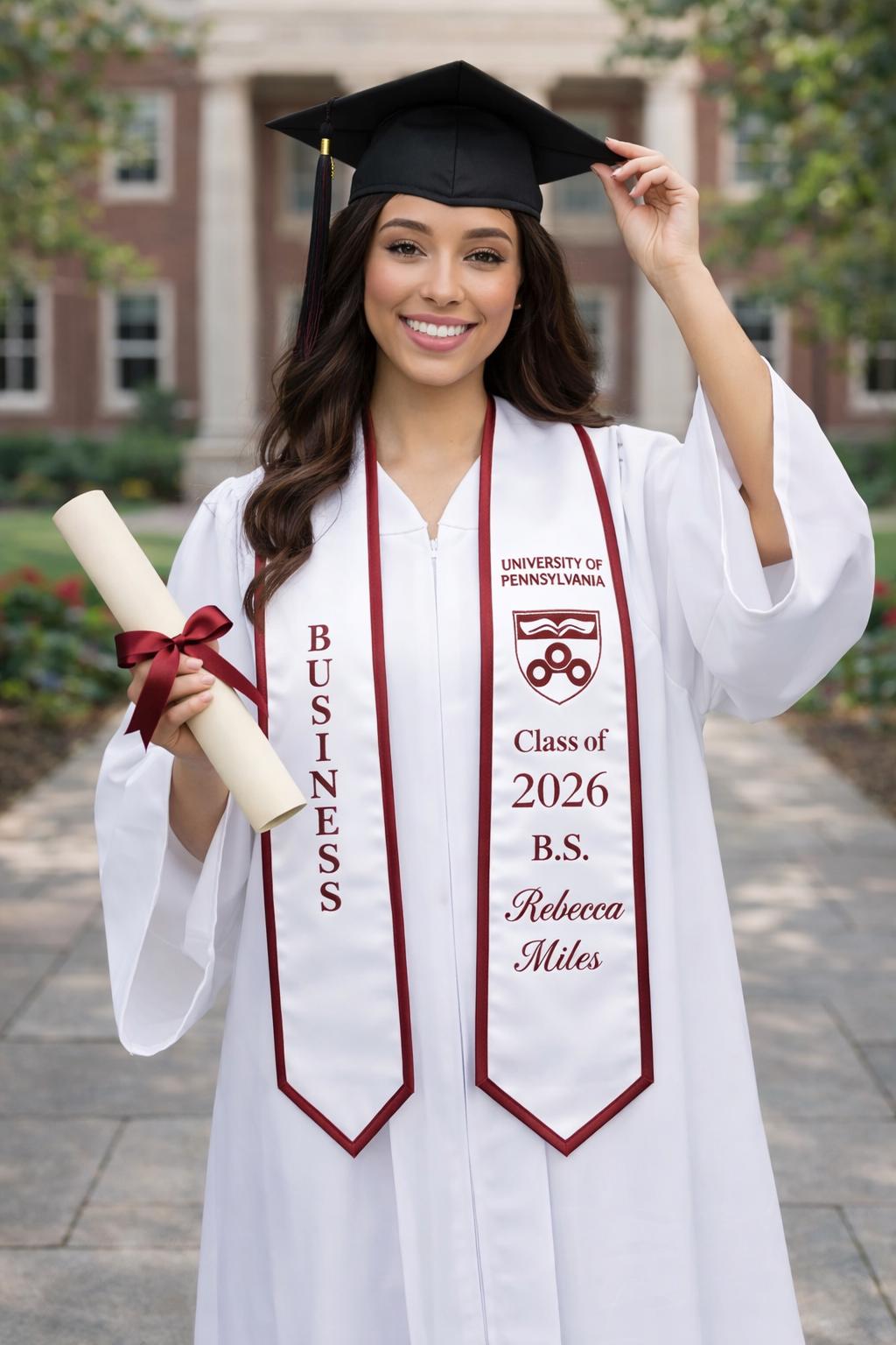 Custom Your Design Text Logo Graduation Stole, First Generation Graduation Print Sash, Class of 2026 Graduation Stole, Graduation Gifts