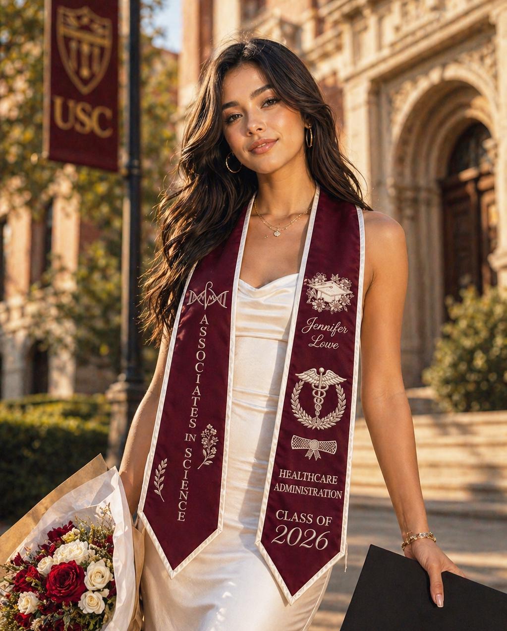 Customized Nursing Graduation Stole: Healthcare, Class of 2026 Sash, RN Nursing Graduation 2026, Printed Custom Logo & Name Graduation Sash